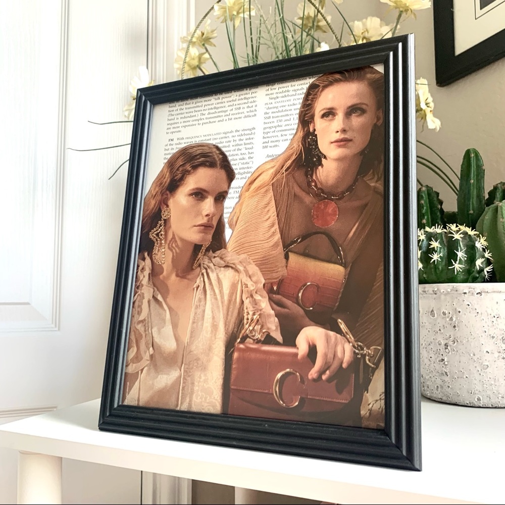 Editorial Fashion Collage Wall Art Neutral Chic Designer Handbag Decor Chloe